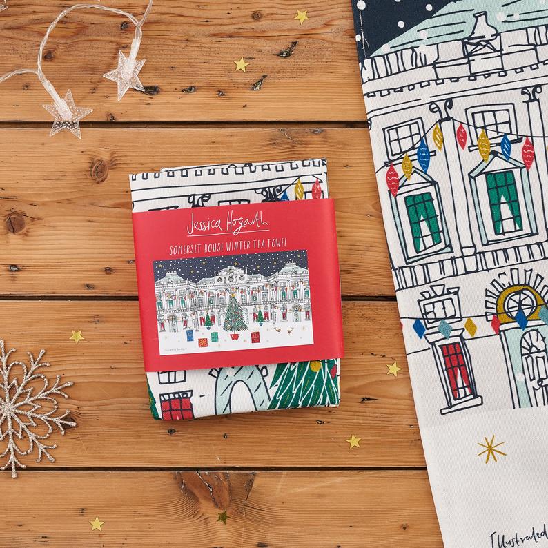 Jessica Hogarth 100 Cotton Christmas Tea Towel Somerset House No
