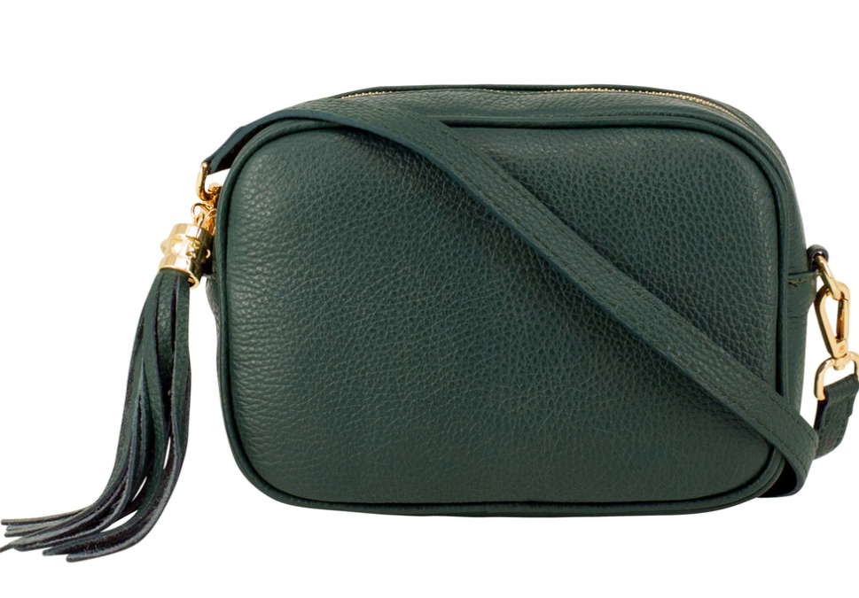 Leather Cross Body Tassel Bag Dark Green No.14 Ampthill